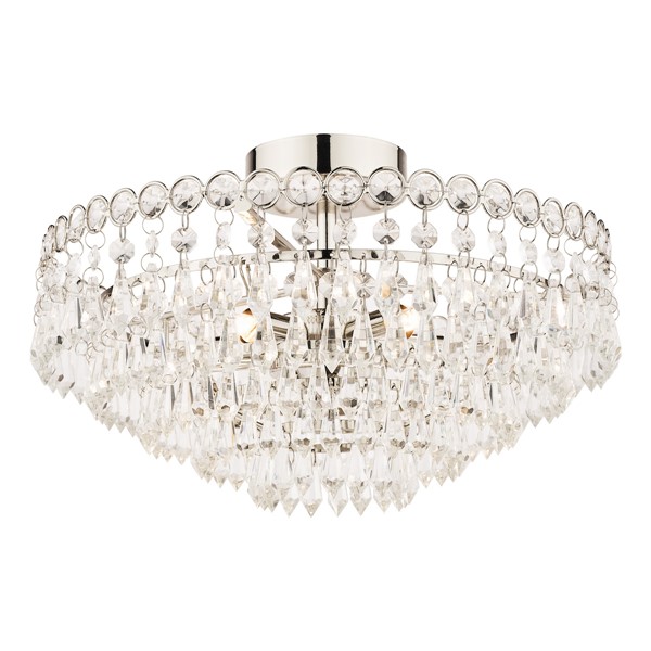(image for) Laura Ashley Enid 5lt Semi Flush Polished Nickel Crystal